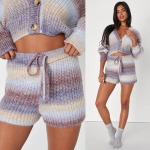 LULUS Purple Multi Stripe Knit Sweater Set Size Small